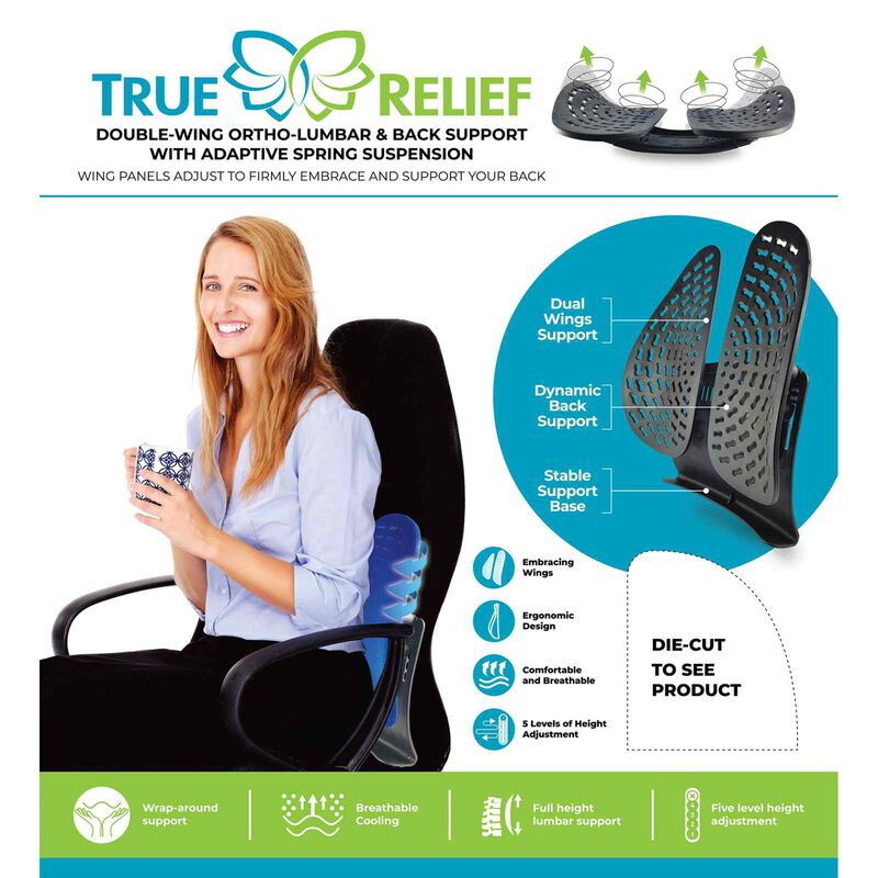 TRUE RELIE Double Wing Back & Lumbar Support (relaxing Black) TRDWBLRBLK-image 6