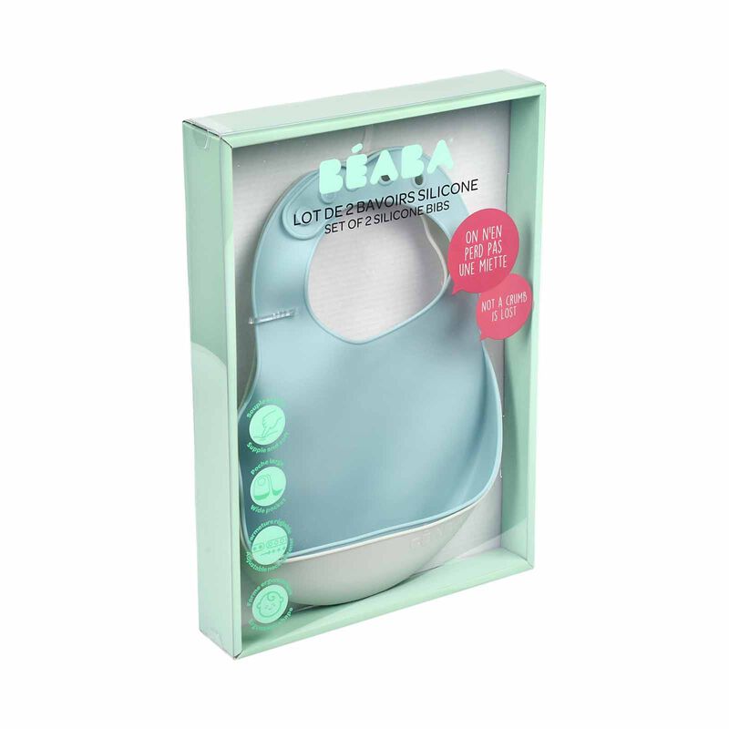 BEABA Bib - 2 Pack - Blue/light Grey (online) SILICONE-image 2