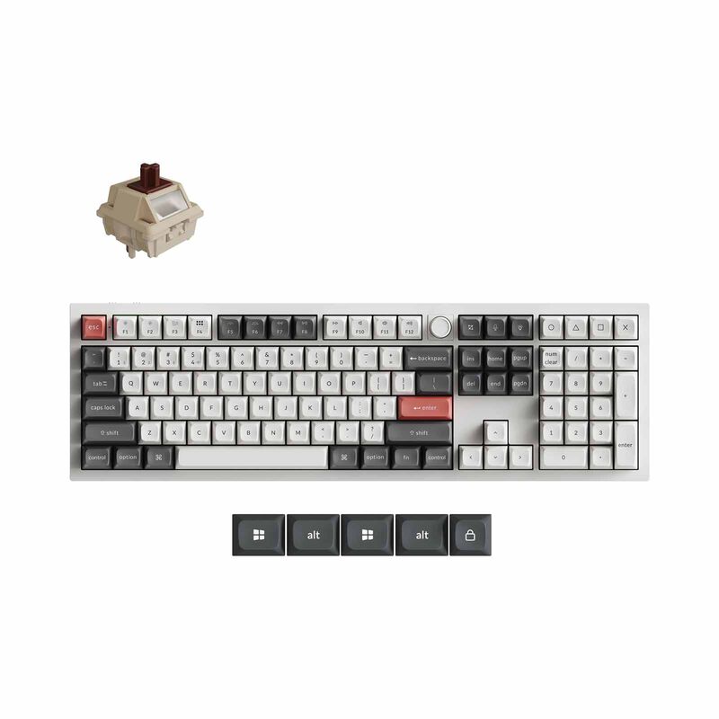 KEYCHRON Q6 Ultra 8k 100% 108 Key White Knob Rgb Hot-swap Silk Pom Brown Switch KYCN-Q6U-P3-image 1