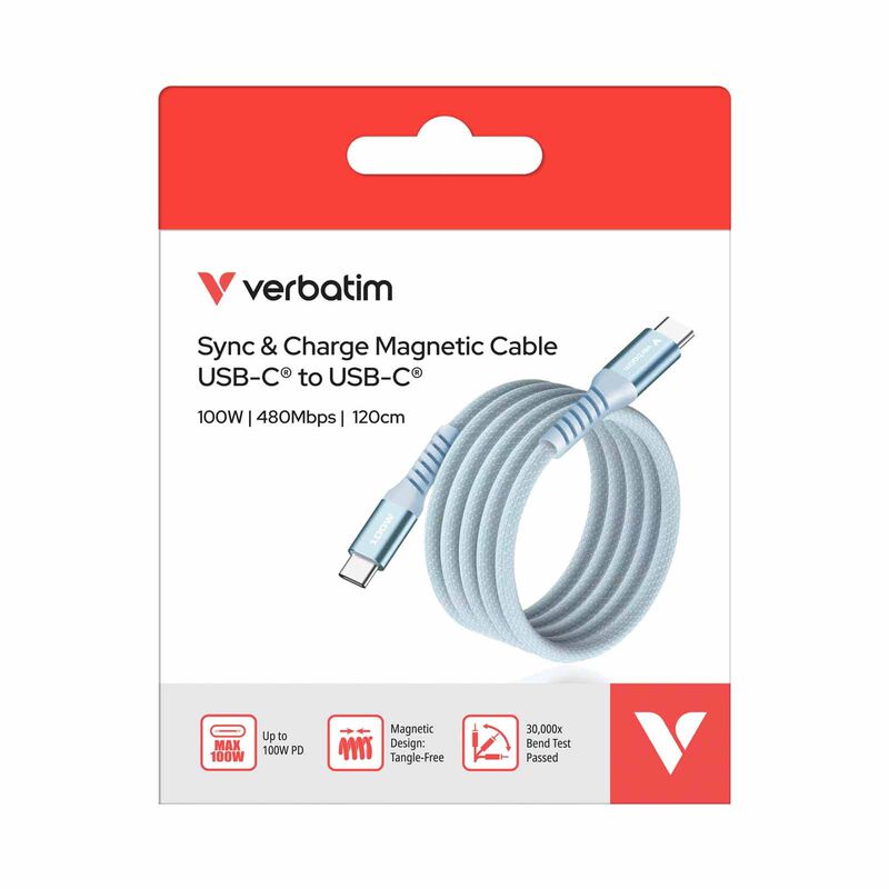 VERBATIM Sync & Charge Usb-c To Usb-c 100w Magnetic 120cm - Blue VM31856-image 5