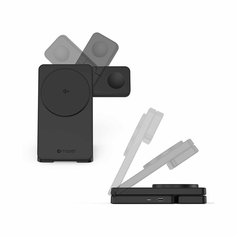 MAZER Qi2 Foldable 3in1 Total 25w Wireless Charging Stand-black M-QI2-MAGFOLD06-BK-image 8