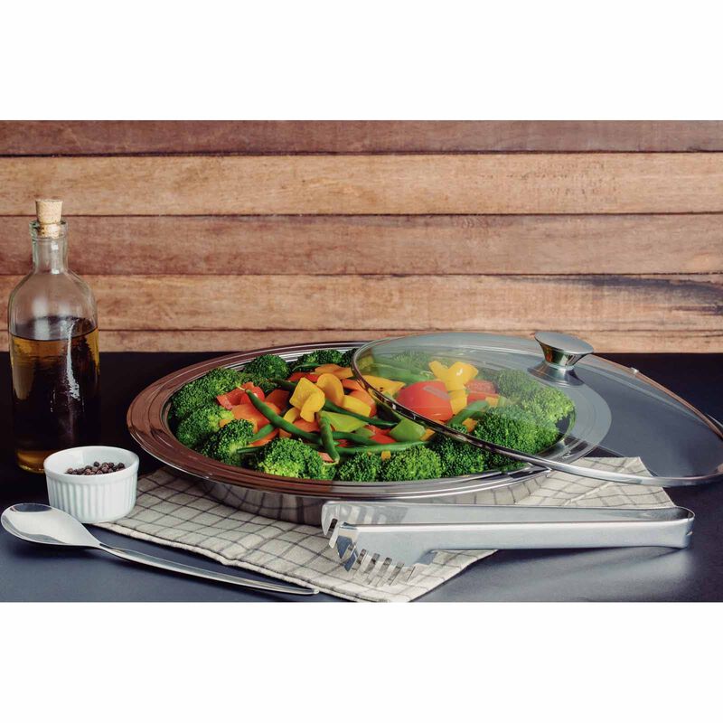 TRAMONTINA Cosmos 30cm Deep Serving Dish With Glass Lid - Stainless Steel 61528304-image 3