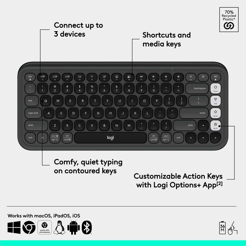 LOGITECH Pop Icon Keys Wl Kb - Graphite 920-013083-image 12