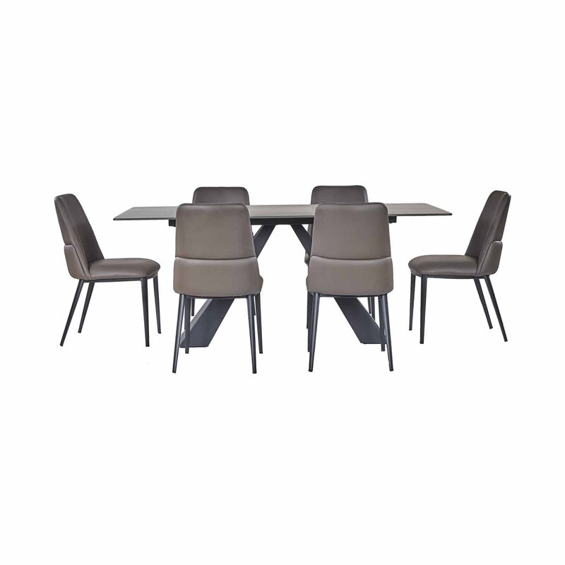 7 Piece Dining Set (beige) HANWELL-image 1