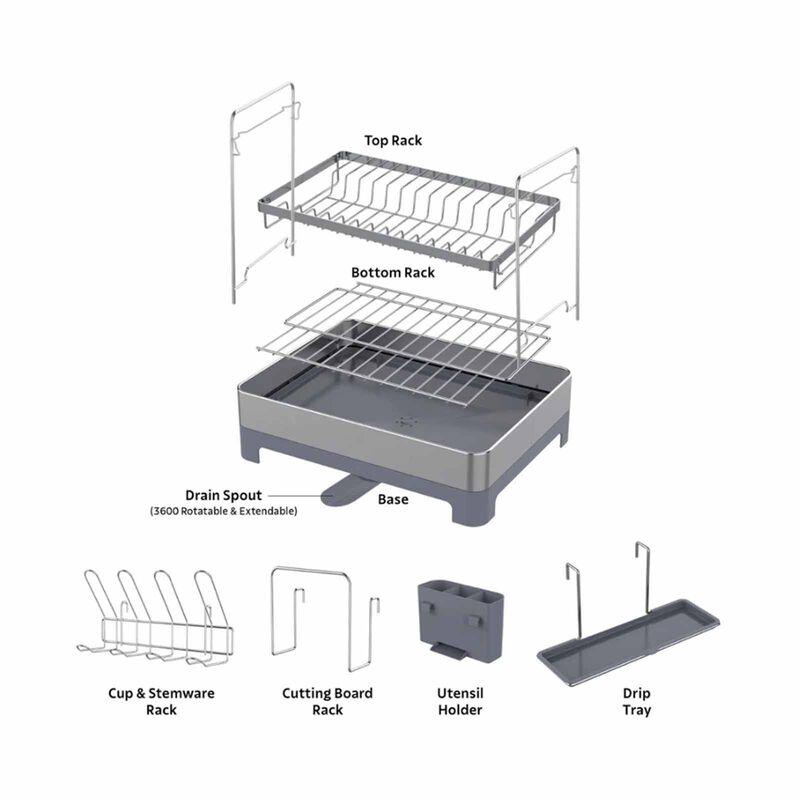 TRAMONTINA 2-tier Dish Rack, Stainless Steel/polypropylene 80906501-image 4