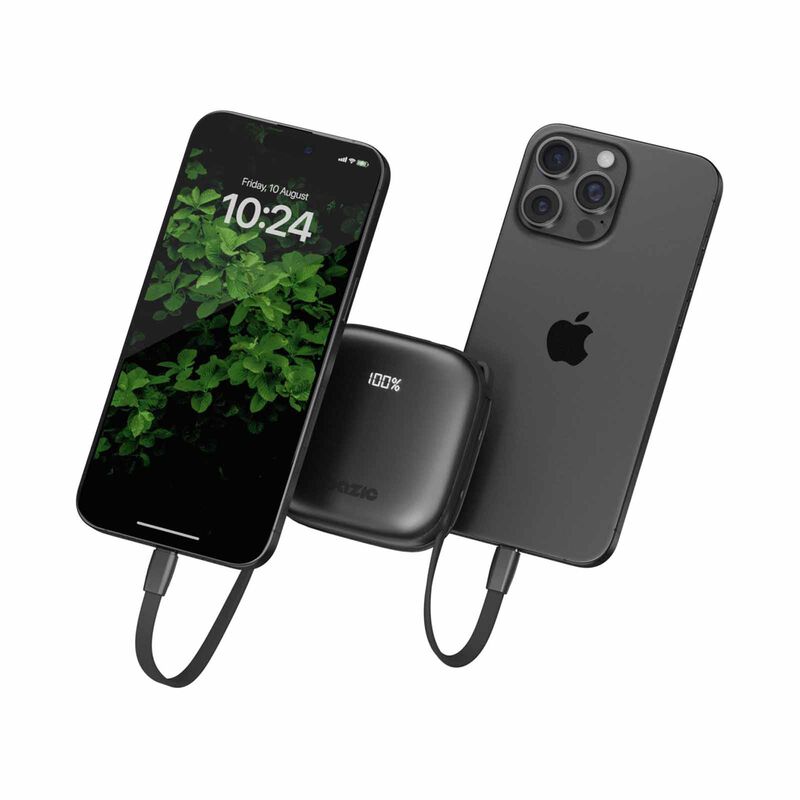 ENERGEA 3 In 1 10000mah Powerbank With Built-in Usb-c And Lightning Cable Truffle GPW-FUSN-BLK BAZIC GOPOWER FUSION-image 3