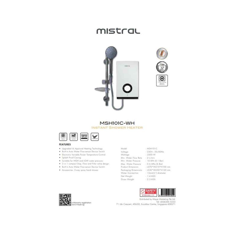 MISTRAL Instant Shower Heater MSH101C-WH-image 2