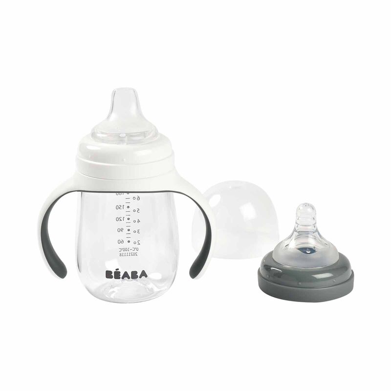 BEABA To Sippy Learning Cup 210ml - Mineral Grey (online) 2 IN 1 BOTTLE-image 1