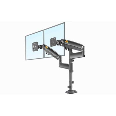 NORTHBAYOU Monitor Arm Bracket (dual) Fit 17in - 27in Hold 2 - 9 Kg H180 MATTE CHARCOAL