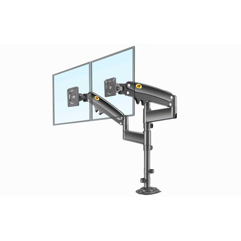 NORTHBAYOU Monitor Arm Bracket (dual) Fit 17in - 27in Hold 2 - 9 Kg H180 MATTE CHARCOAL-image 1