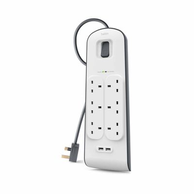 BELKIN 6 Outlets 2m Surge Protection Strip With 2 Usb Ports BSV604SA2M