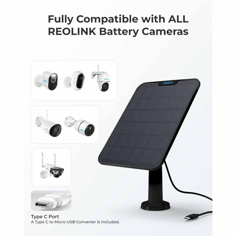 REOLINK Reolink Solar Panel 2 Black 6w With 4m Type-c Connection Cable For Reolink Battery/solar Cameras SP2-B-image 7