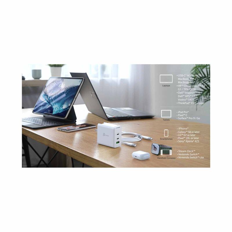 J5CREATE 65w Gan Usb-c 3-port Traveler Charger With Changeable Ac Plugs And Usb-c Cable JUP3565CV-image 5