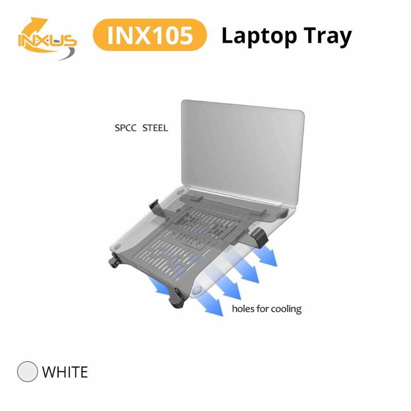INXUS Laptop Tray Hold 10.1-17in Laptop, Attach To Monitor Arm INX105 WHITE-image 3