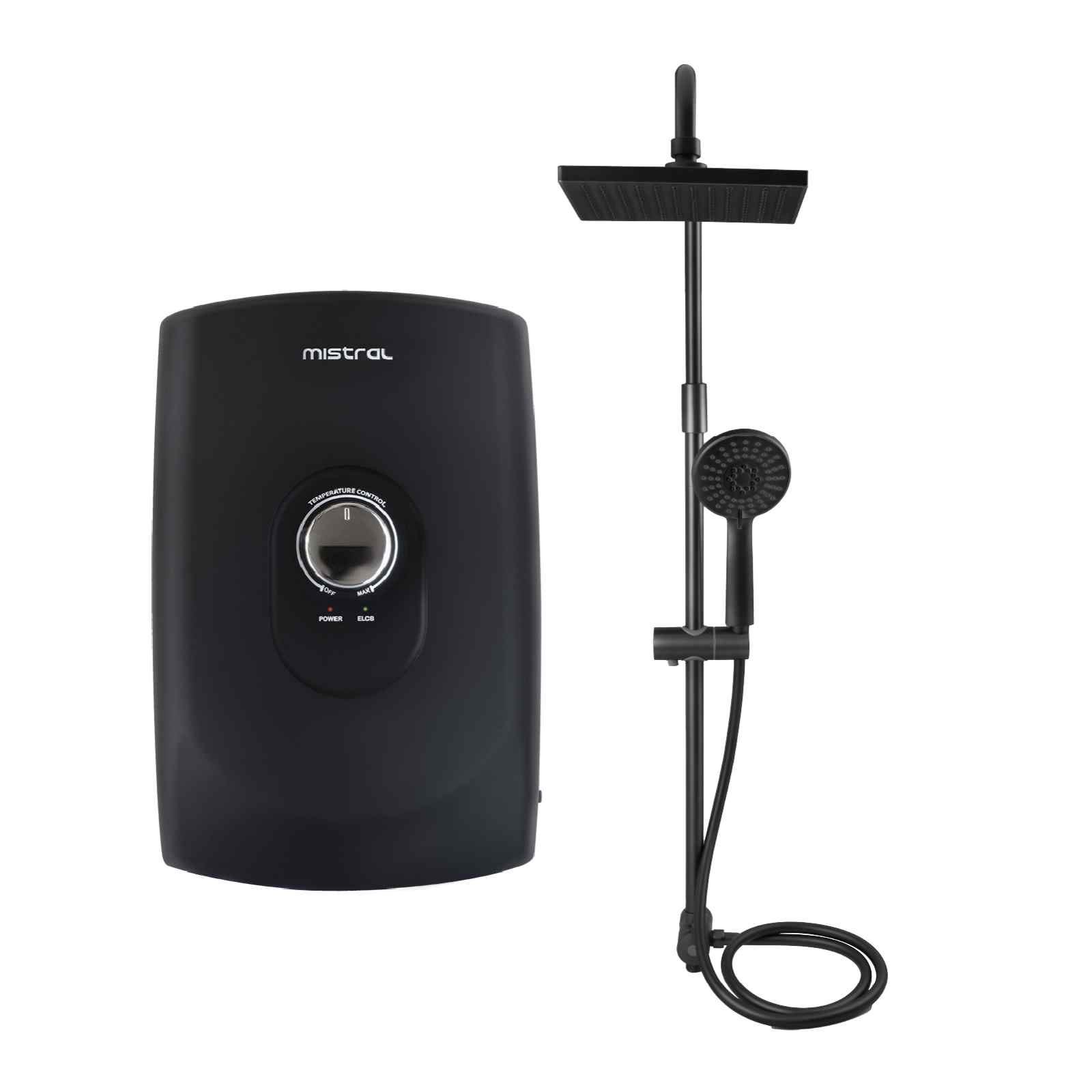 Shop MISTRAL Shower Water Heater With Dc Pump - Matt Black MSH99