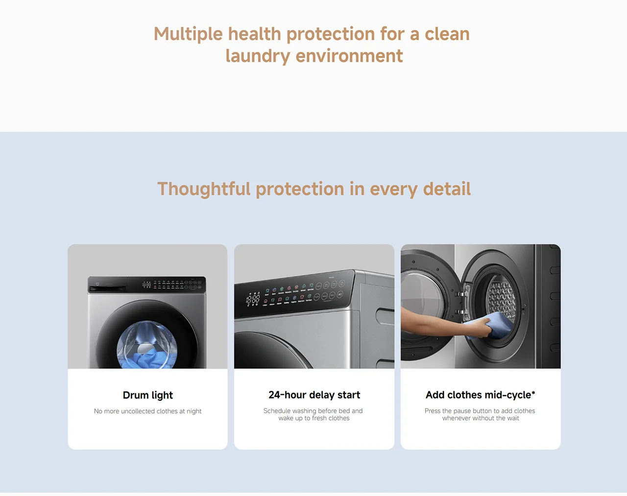 Multiple health protection for a clean laundry environment