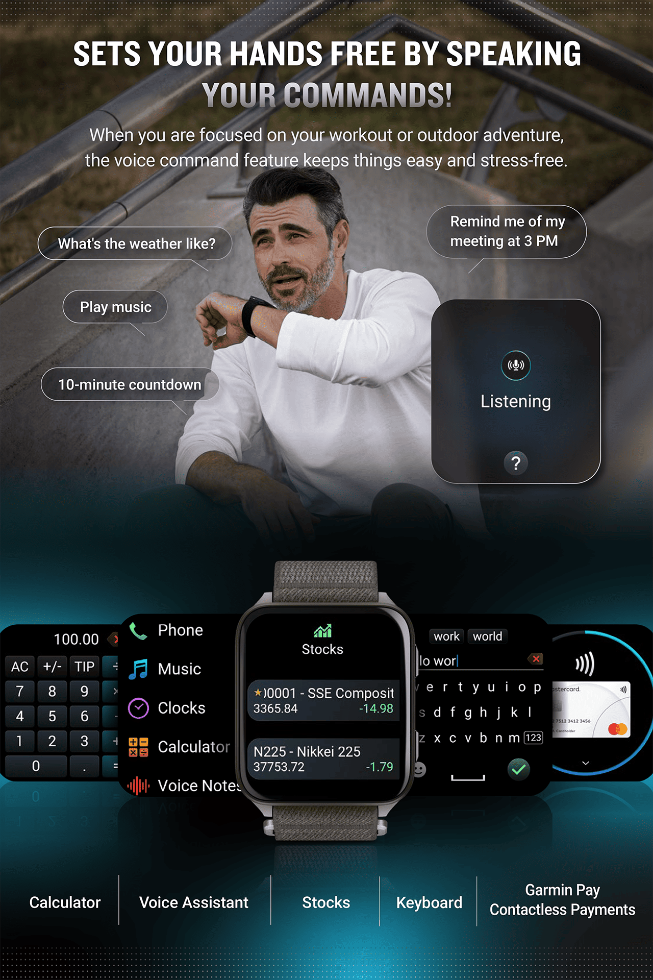 SETS YOUR HANDS FREE BY SPEAKING YOUR COMMANDS!