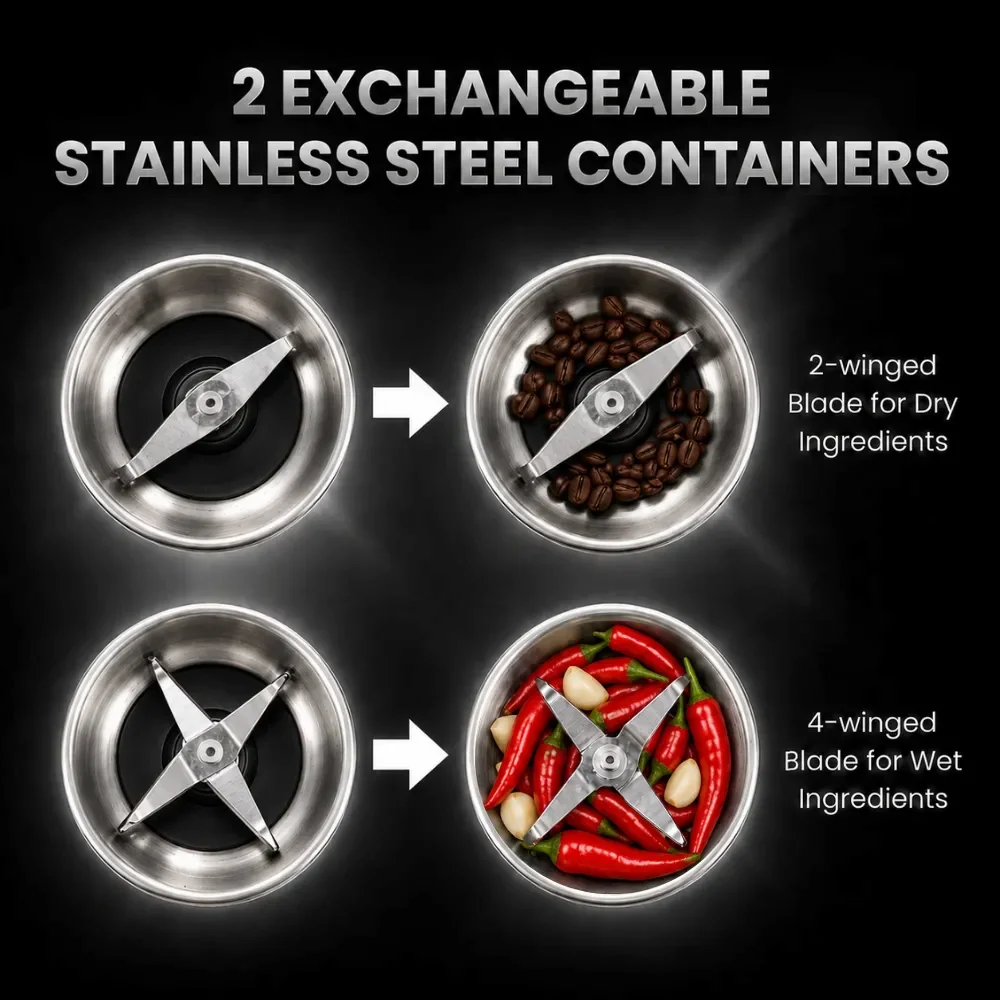 2 EXCHANGEABLE STAINLESS STEEL CONTAINERS