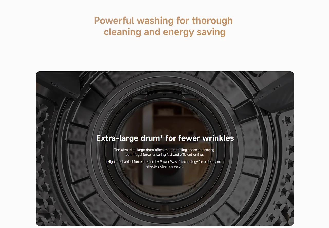 Powerful washing for thorough cleaning and energy saving
