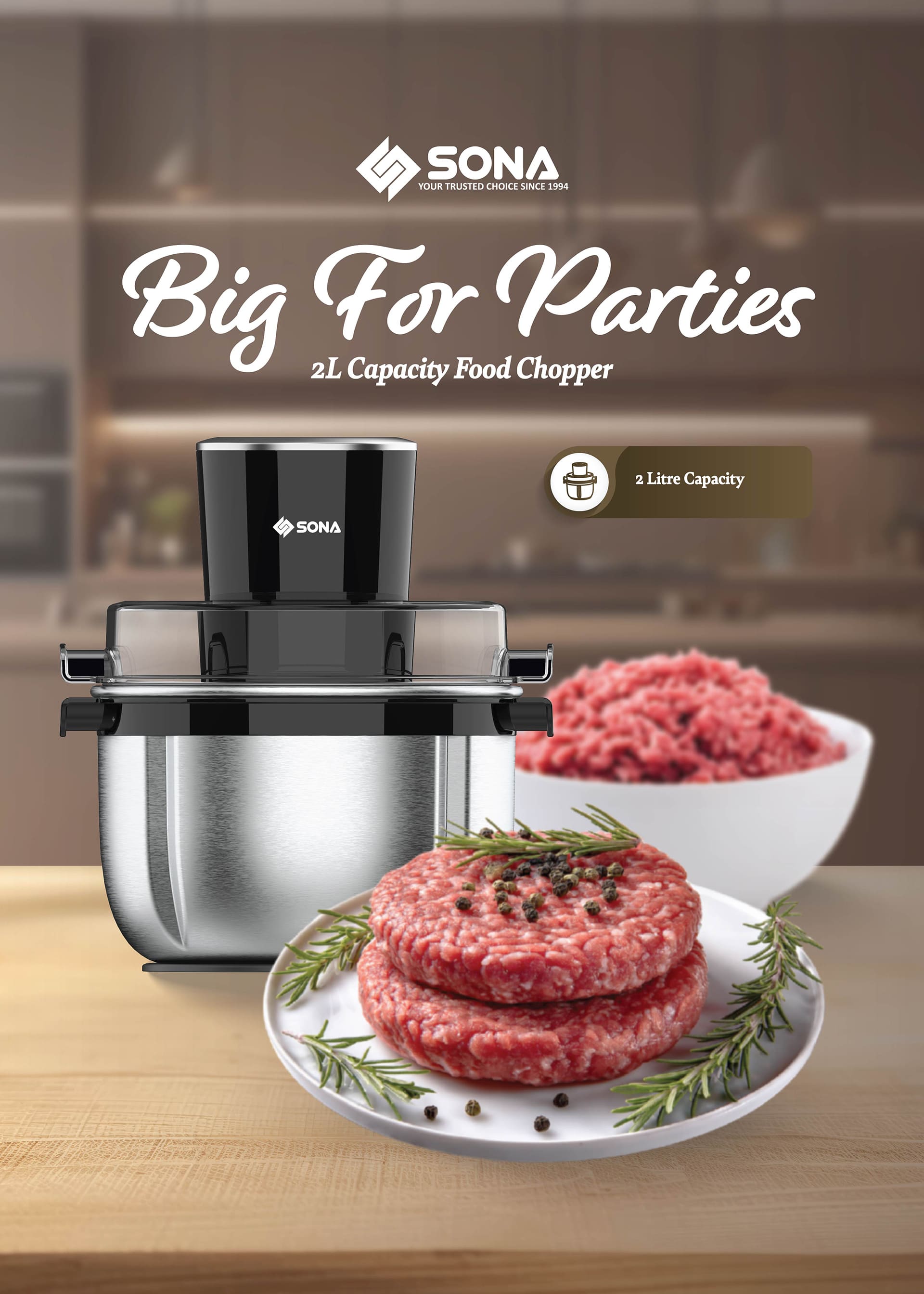 2L Capacity Food Chopper