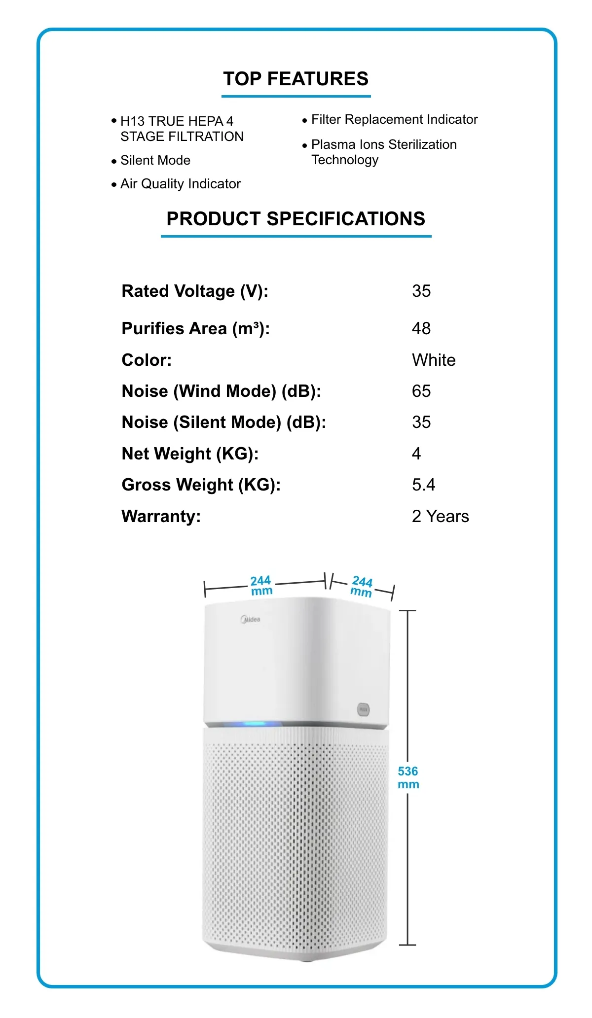 TOP FEATURES & PRODUCT SPECIFICATIONS