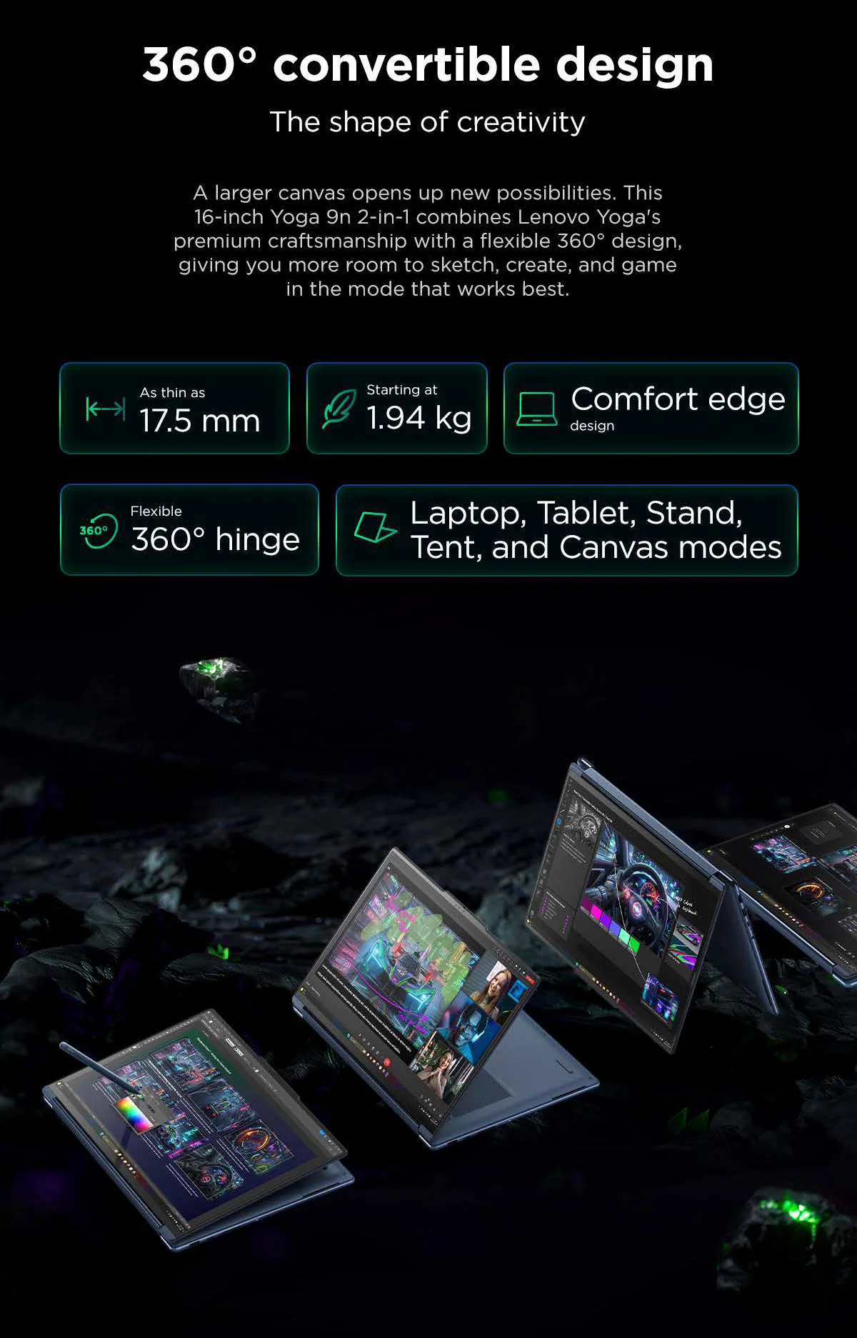 360° convertible design