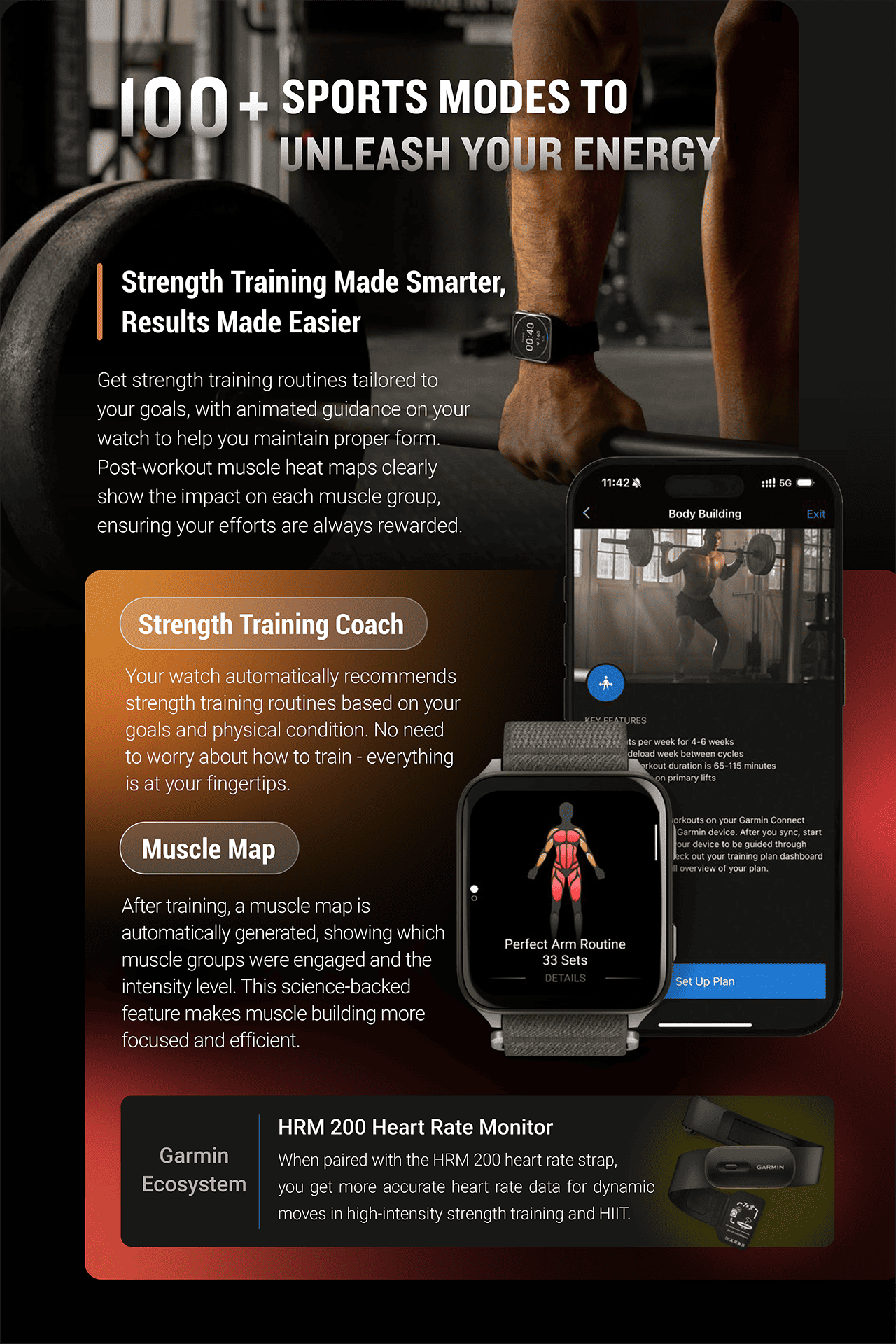 100+ SPORTS MODES TO UNLEASH YOUR ENERGY