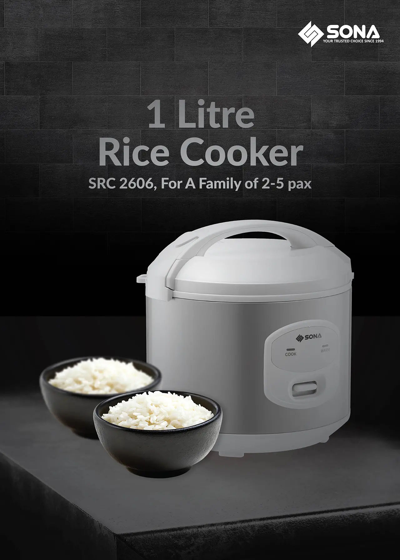 1 Litre Rice Cooker SRC 2606, For A Family of 2-5 pax