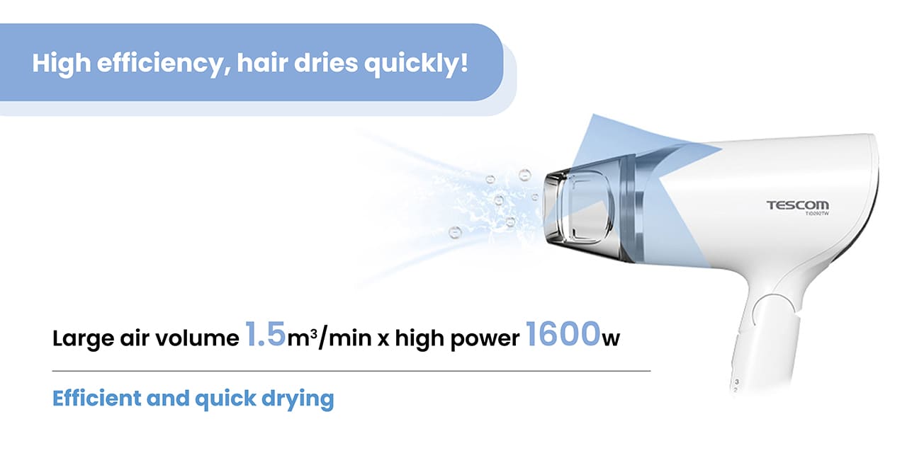High efficiency, hair dries quickly!