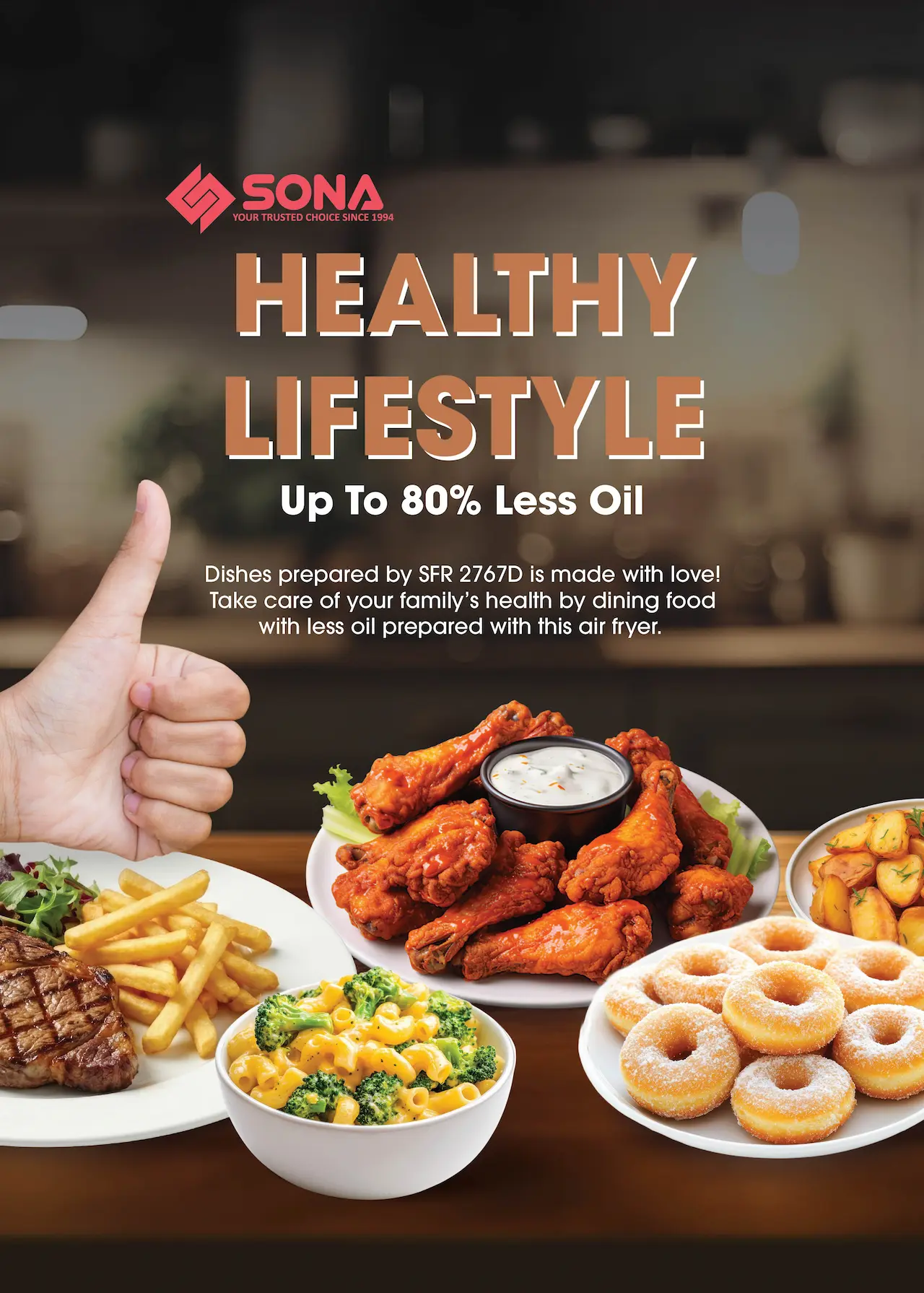 HEALTHY LIFESTYLE Up To 80% Less Oil