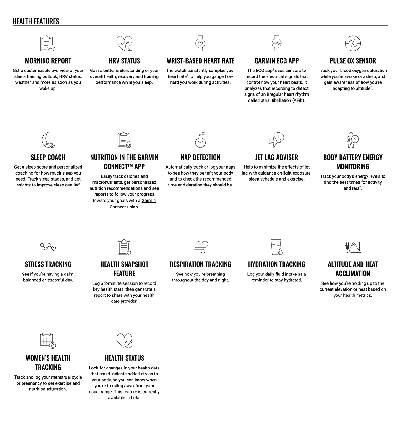 HEALTH FEATURES