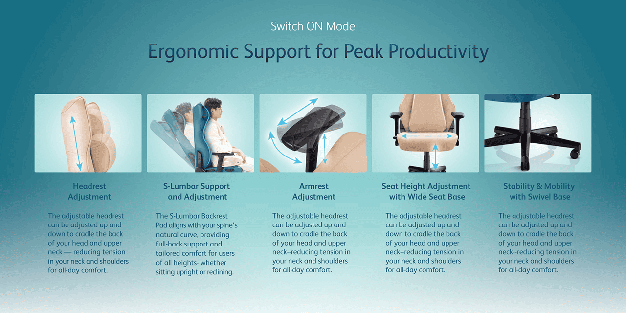 Switch ON Mode | Ergonomic Support for Peak Productivity