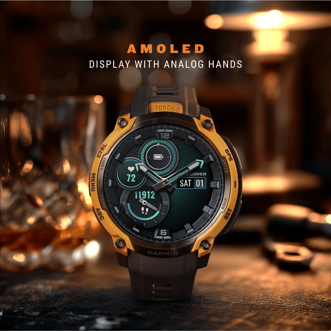 AMOLED DISPLAY WITH ANALOG HANDS
