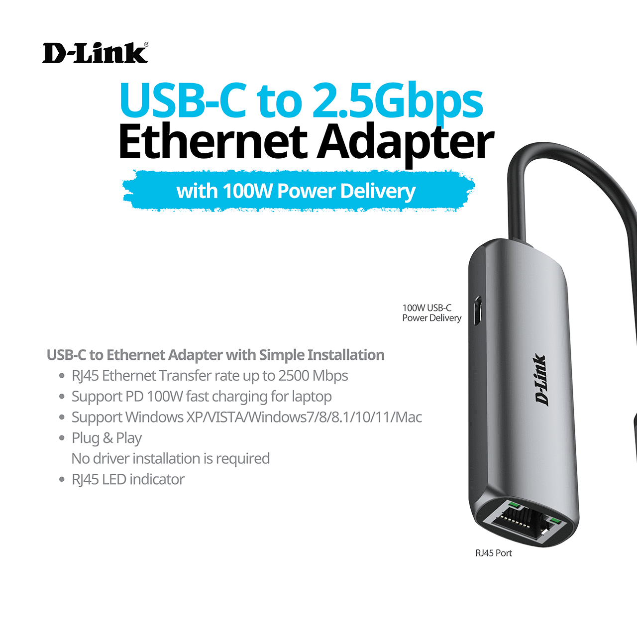 USB-C to 2.5Gbps Ethernet Adapter