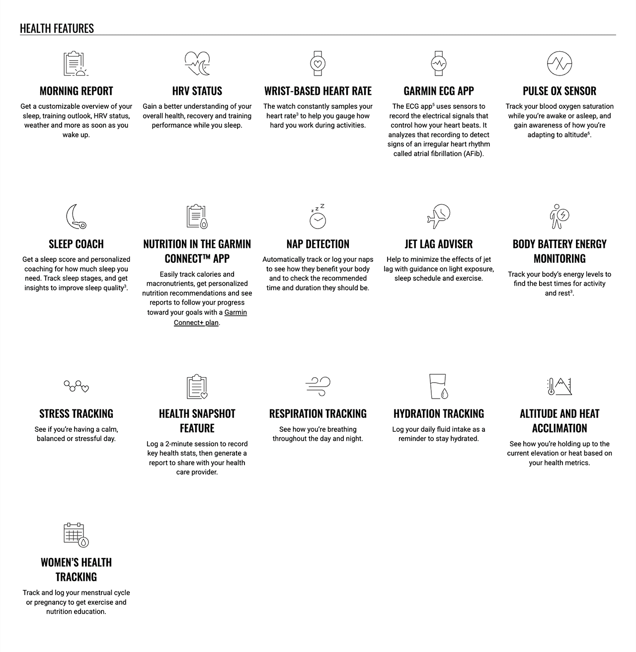 HEALTH FEATURES