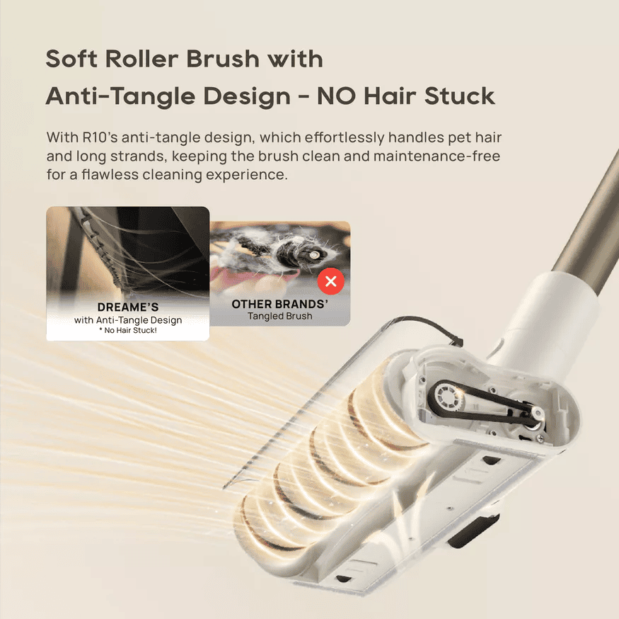 Soft Roller Brush with Anti-Tangle Design - NO Hair Stuck