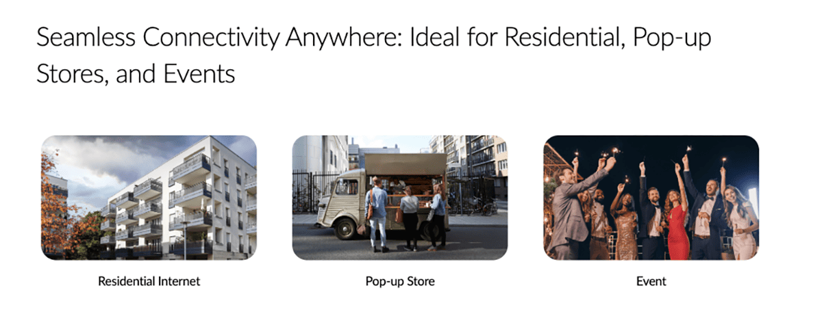 Seamless Connectivity Anywhere: Ideal for Residential, Pop-up Stores, and Events