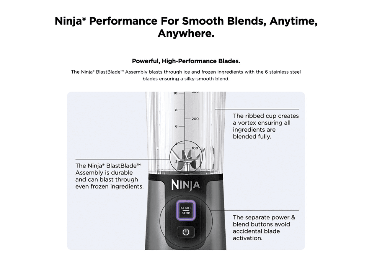 Ninja® Performance For Smooth Blends, Anytime, Anywhere.