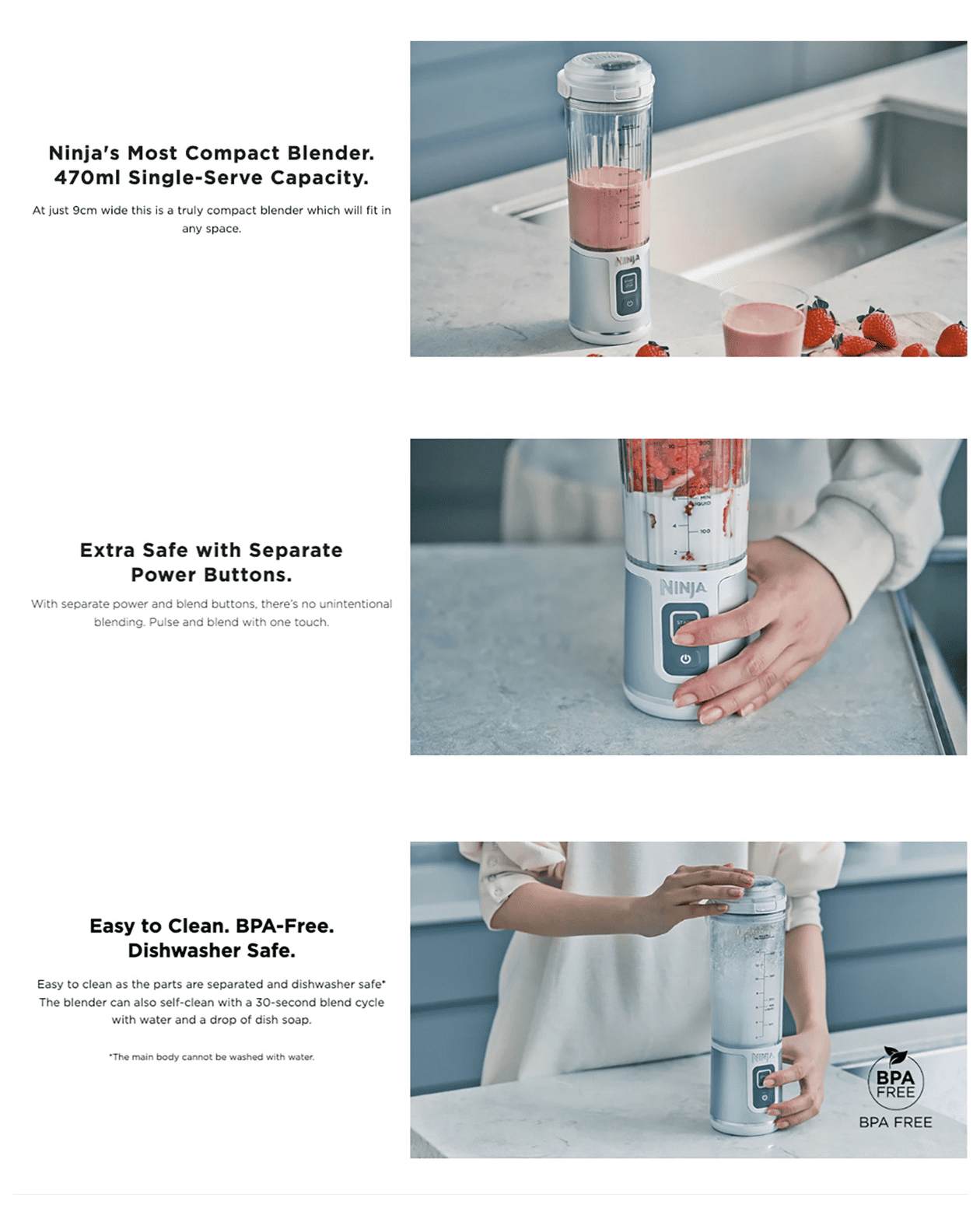 Ninja's Most Compact Blender. 470ml Single-Serve Capacity.