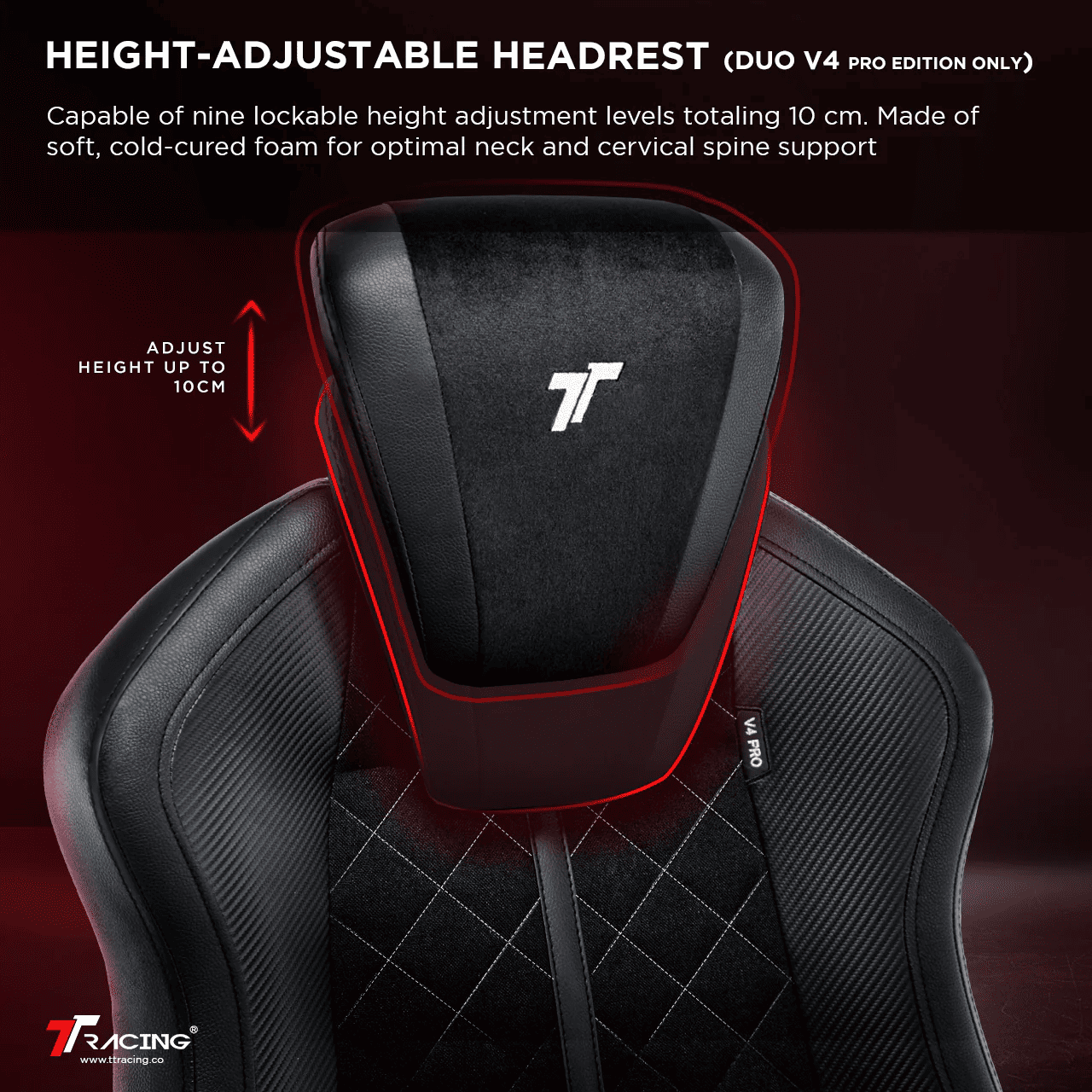 HEIGHT-ADJUSTABLE HEADREST (DUO V4 PRO EDITION ONLY)
