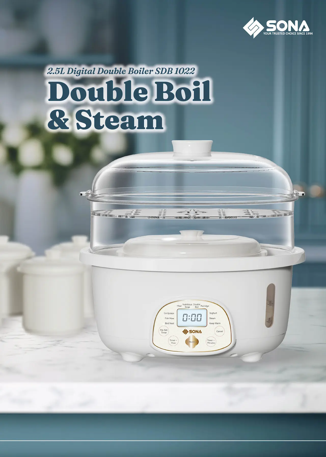 2.5L Digital Double Boiler SDB 1022