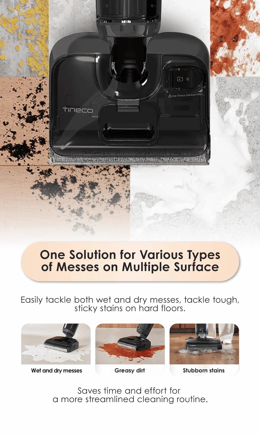 One Solution for Various Types of Messes on Multiple Surface